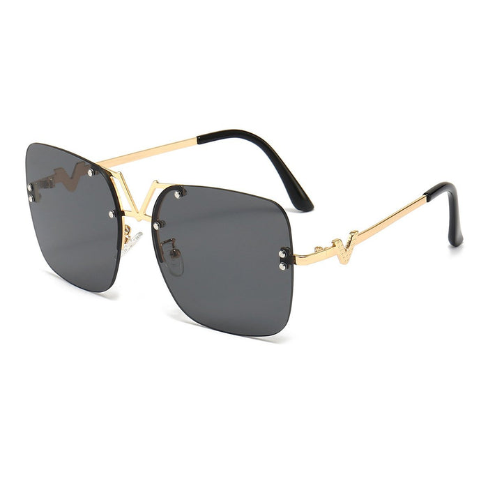 Metal square color large frame sunglasses