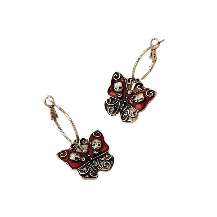 New Women's Earrings Butterfly Skull Personality Earrings