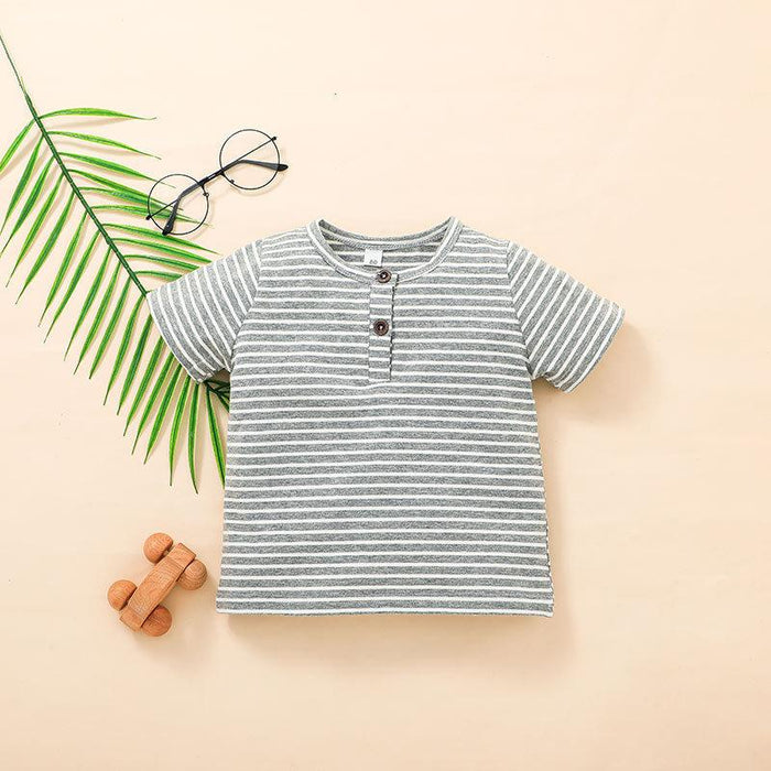 Summer Stripe Boys' Casual Short Sleeve T-Shirt Set