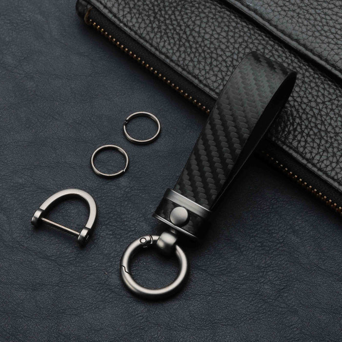 New Carbon Fiber Pattern Fashion Lengthened Leather Key Chain