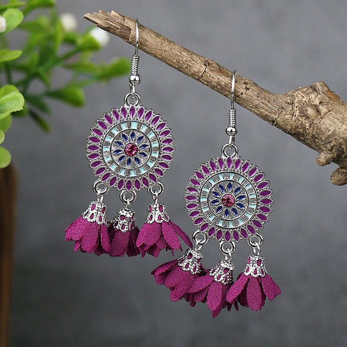 Vintage Ethnic Tassel Alloy Drip Earrings