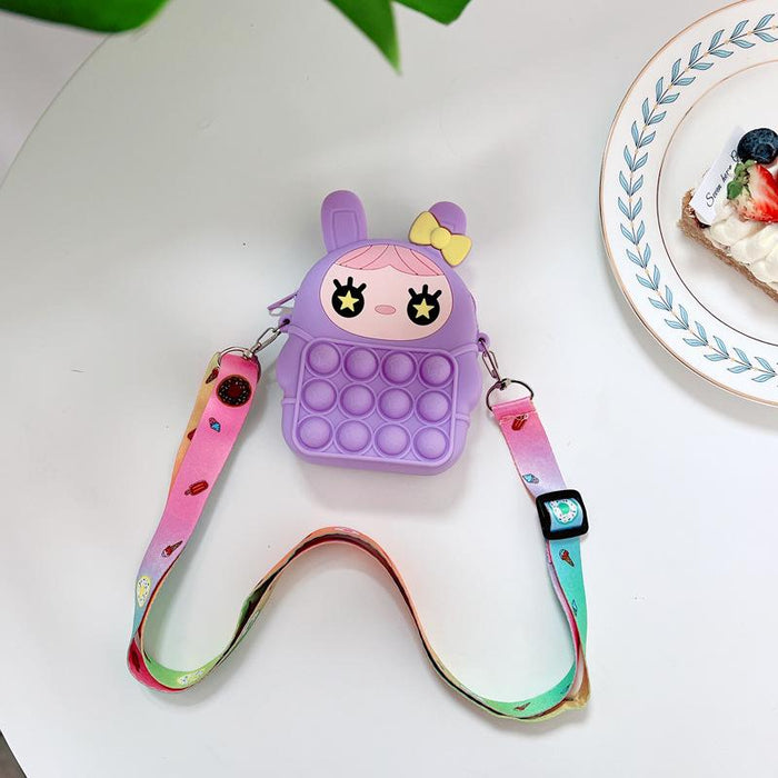 Small bag student with rope silicone toy