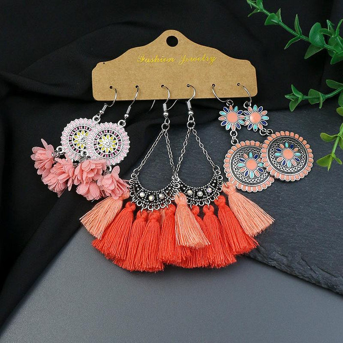 Women's Vintage Alloy Water Drop Tassel Earrings Set