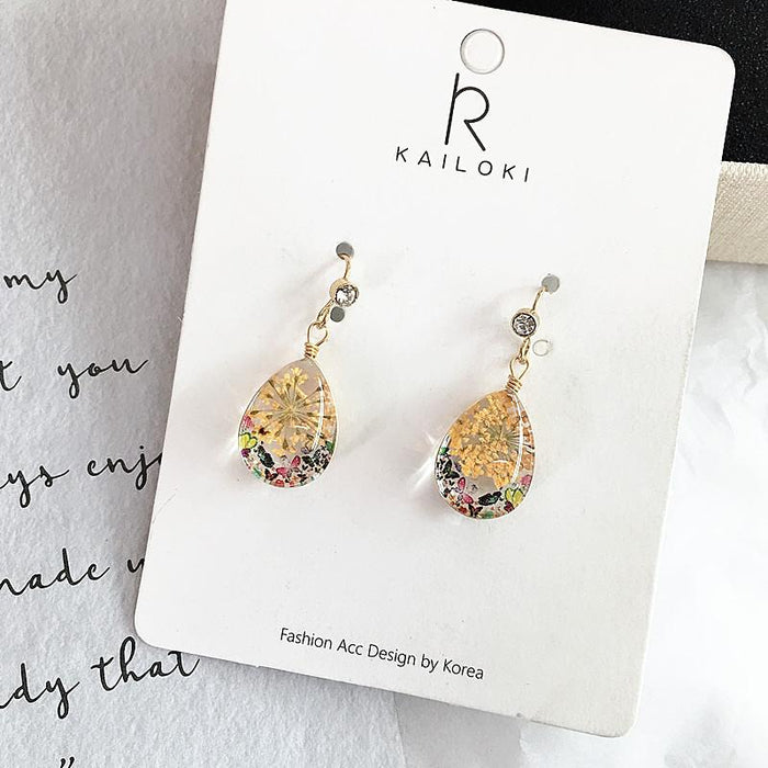 New Waterdrop Small Flower Resin Women's Earrings