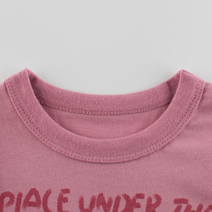 Short sleeved children's foreign style round neck top
