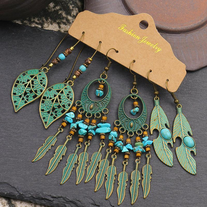 3 pairs/set Earrings Bohemian Style Jewelry X0X36195