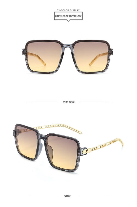 Gradient color black large frame sunglasses