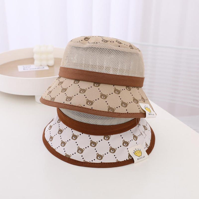 Summer Sunshade Wired Bear Print Children's Mesh Hat