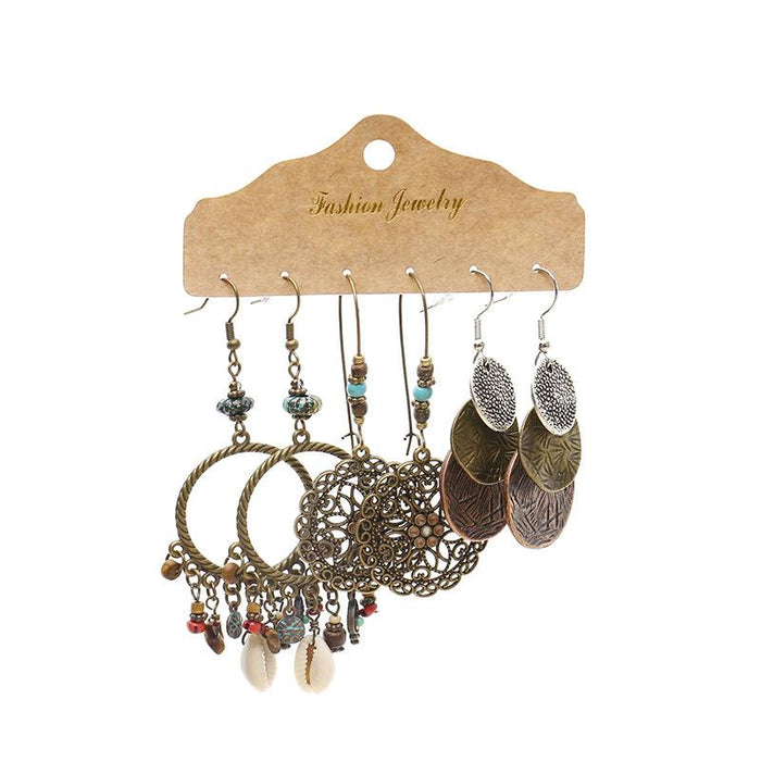 Three-Piece Metal Drop Earrings Set Jewelry