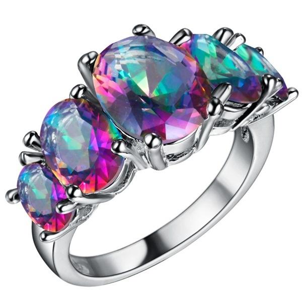 Luxury Stones Women Jewelry Purple /Mix-Color Zircon Rings