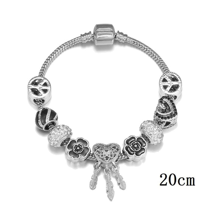 DIY Big Hole Bead Hollow Heart Dream Catcher Bracelet