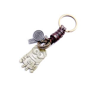 Vintage punk style leather metal key chain creative small gift hand woven car key chain pendant