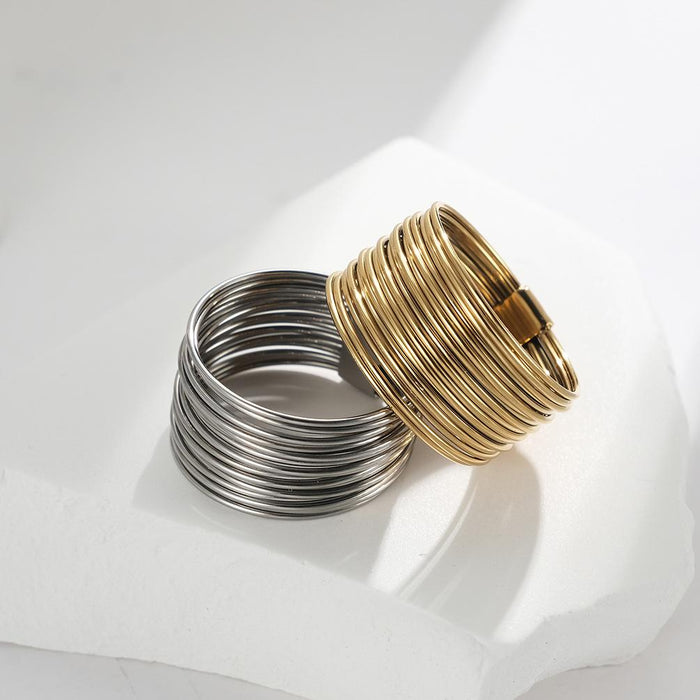 Exaggerated 18K Gold Stainless Steel Multi Ring