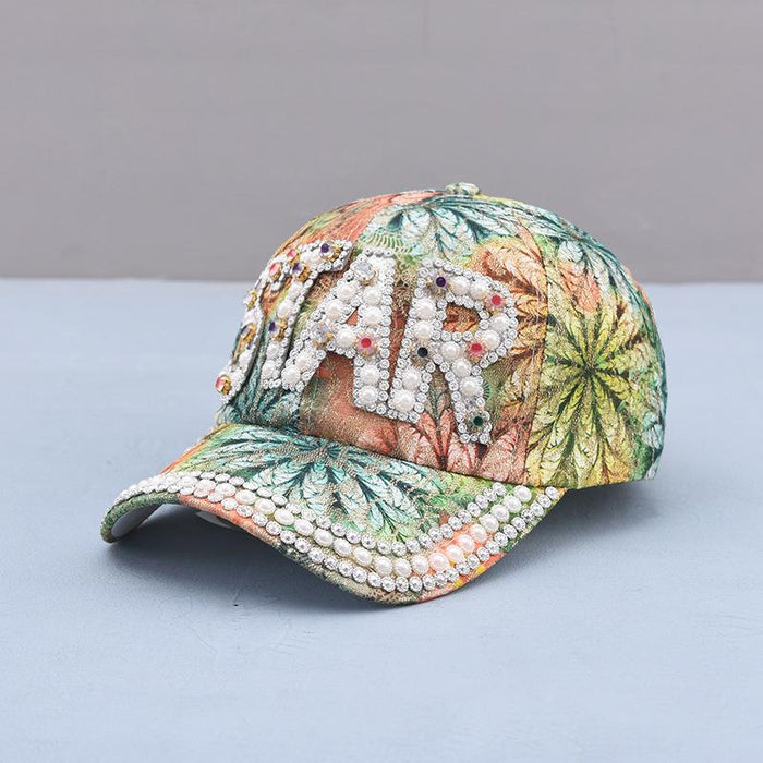 Summer Women's Maple Leaf Lace Handmade Beads Baseball Cap