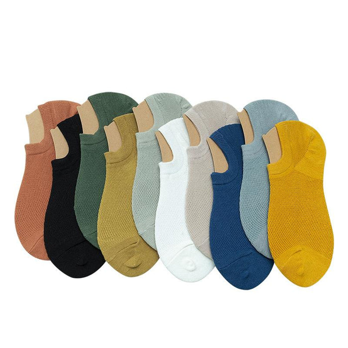 Casual Men's Solid Color Mesh Sweat Absorbing Breathable Invisible Socks