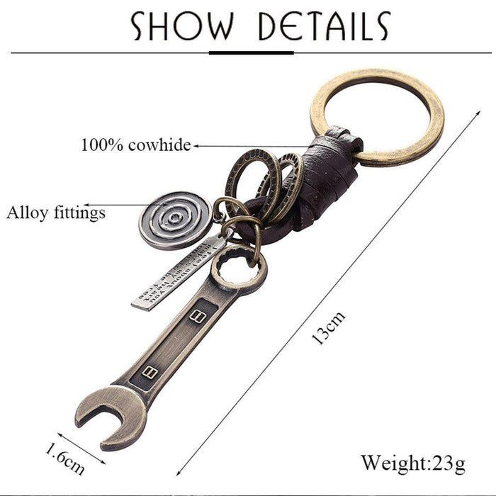 Vintage key chain punk leather metal key chain creative personality key chain