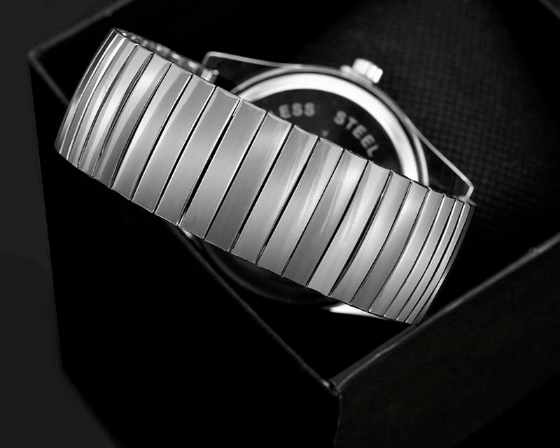Men Watches Elastic Strap Stainless Steel Luxury Fashion Wristwatch