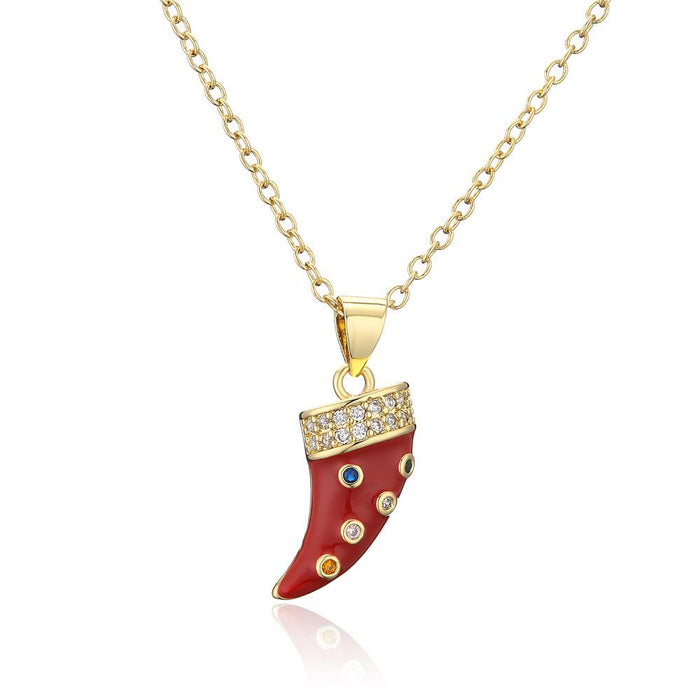 Fashion Personality Dripping Horn Pendant Gold Color Necklace