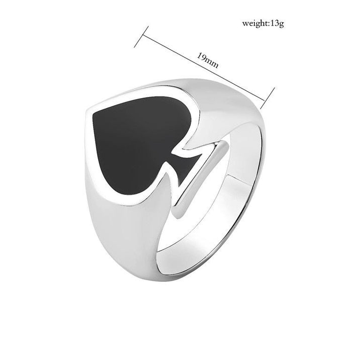 Magician Playing Card Spade Men's Titanium Steel Ring