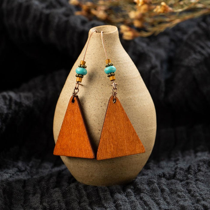 Bohemian Beaded Vintage Wooden Earrings