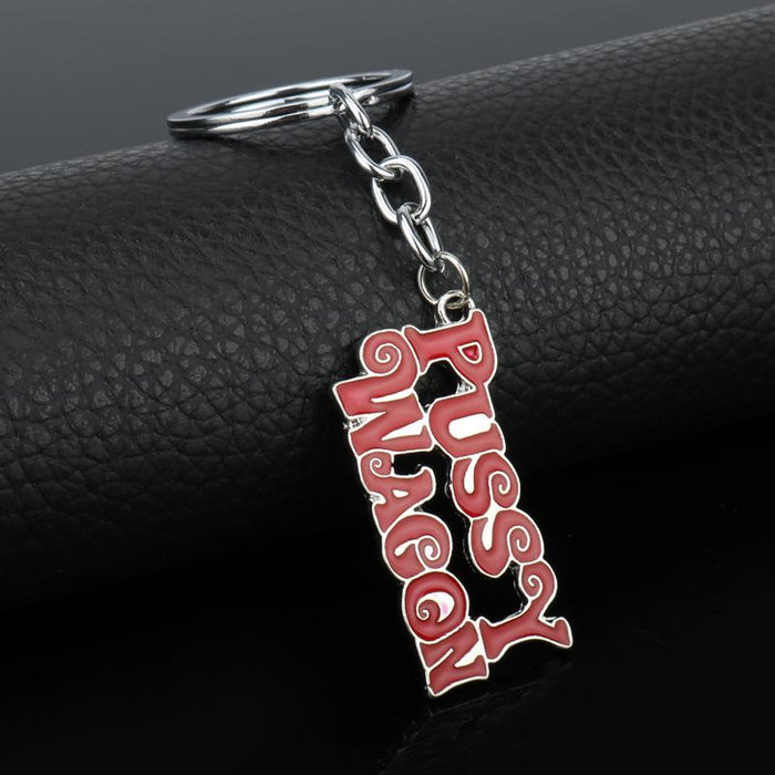 PUSSY WAGON Pink Letter Keychain