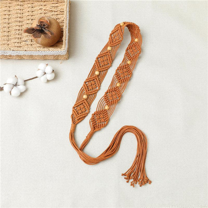 New women's wax rope woven belt fashion creative waist chain