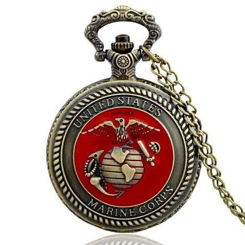 Vintage Bronze United States Marine Corps-USMC Quartz Pocket Watch