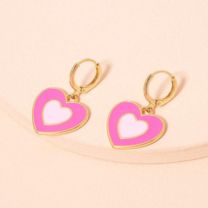 New Simple Fashion Drip Oil Love Earrings