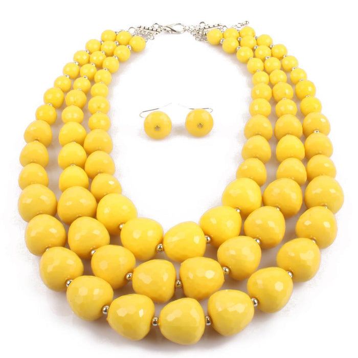 Women's jewelry color Beaded exaggerated Necklace Set