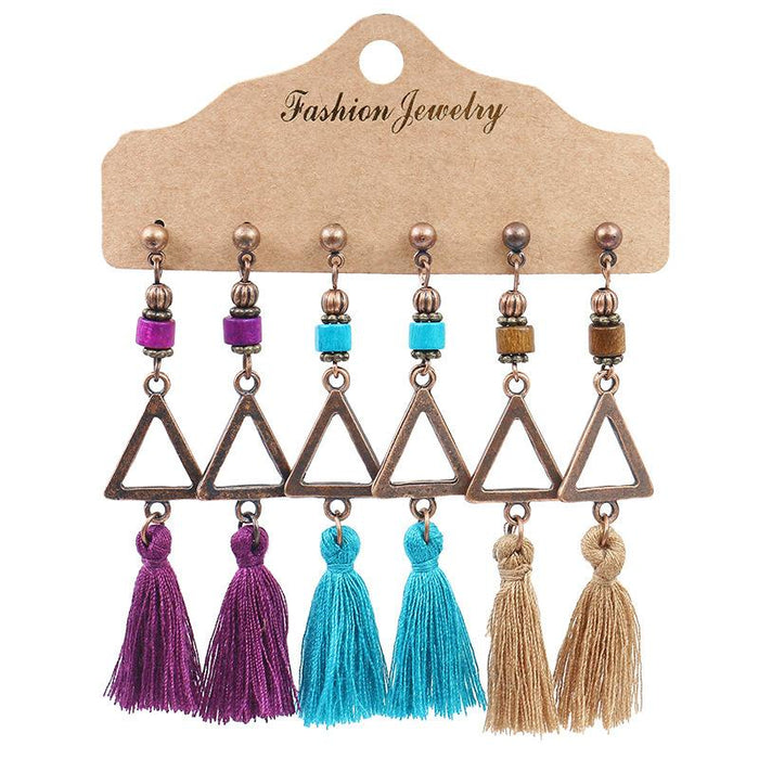 3 pairs/set Earrings Bohemian Style Jewelry X0X36207