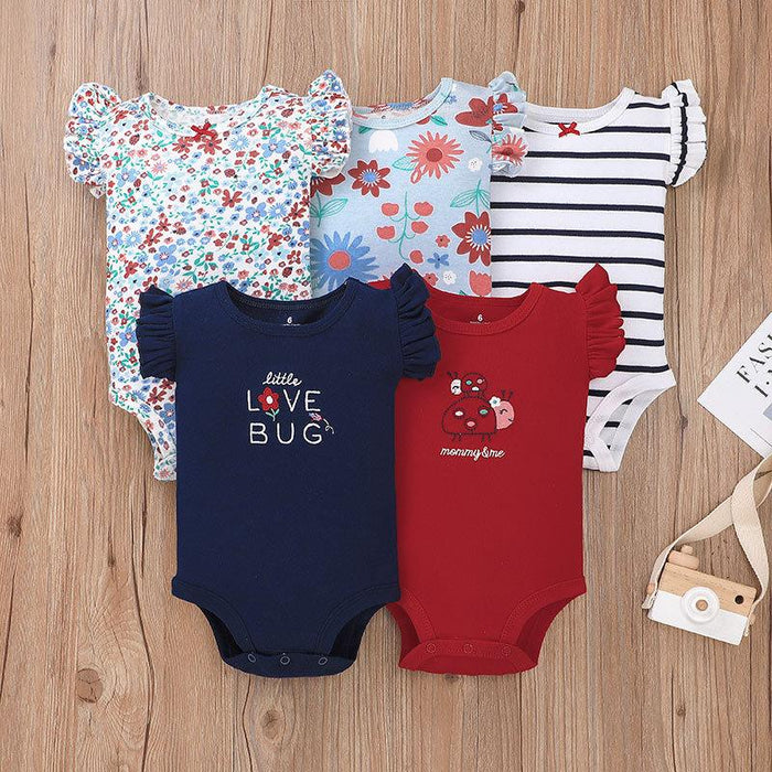 5pc Pack Cartoon Baby Summer Jumpsuit
