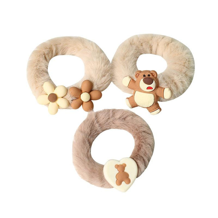 Children's Cute Bear Plush Head Rope Hair Accessories