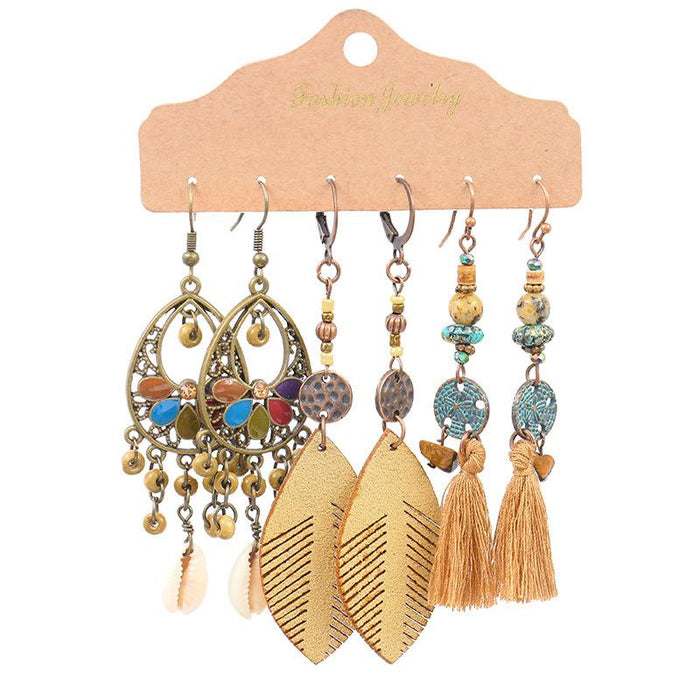 3 pairs/set Earrings Bohemian Style Jewelry X0X36215