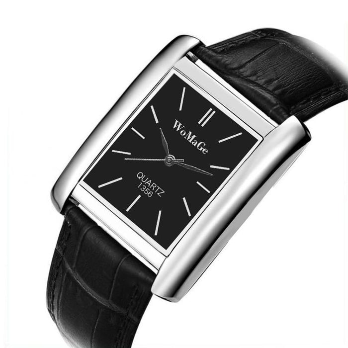 Men Watches Rectangle Quartz Leather Watches Elegant Wristwatch