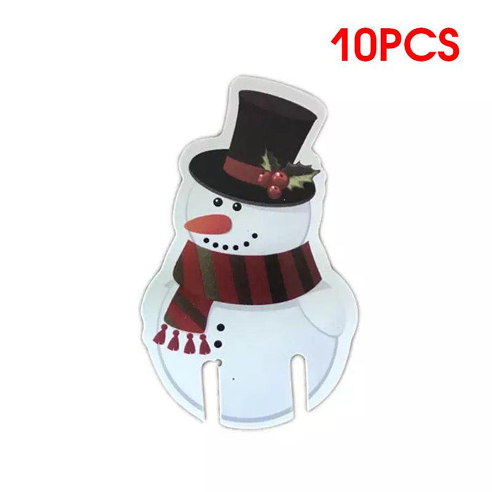10pcs Wine Cup Card Christmas Decor Santa Hat Glass Decor