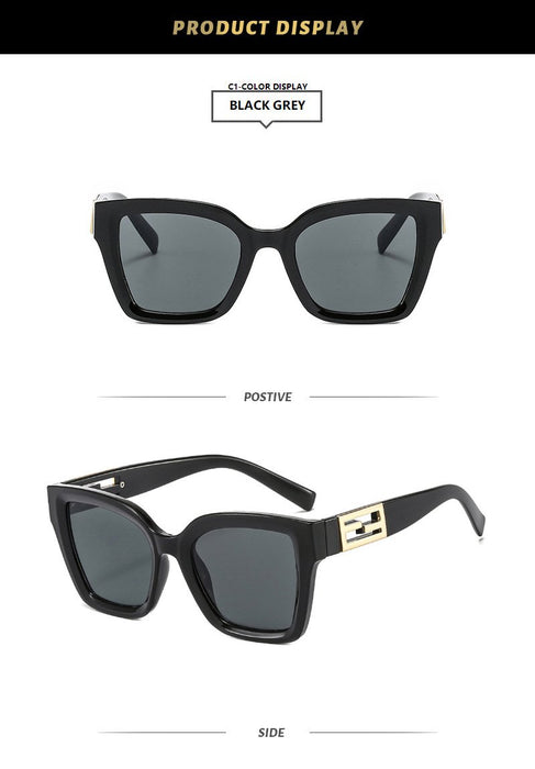 Metal square personalized stripe Sunglasses