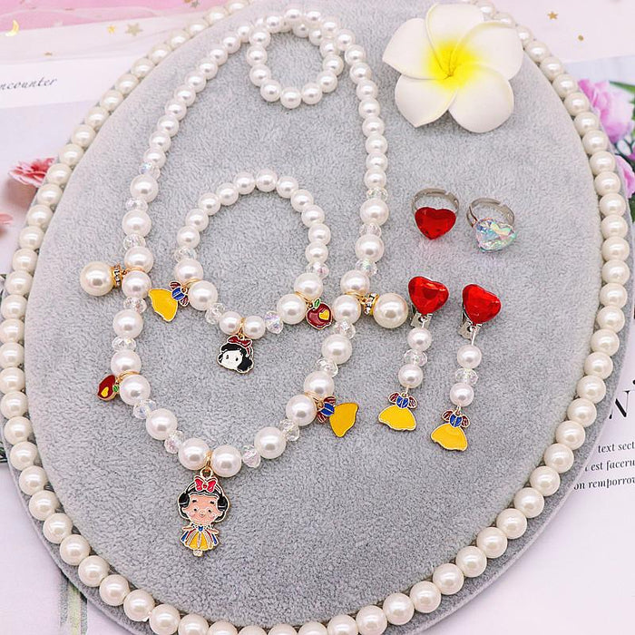 Children's imitation pearl Snow Princess Necklace Bracelet Set