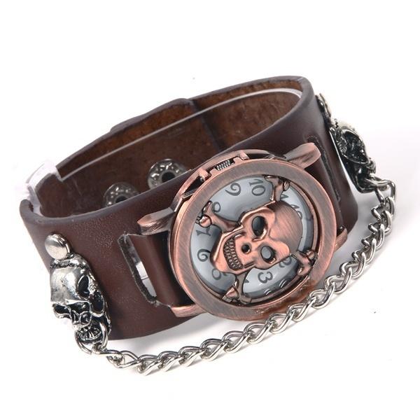 Men's Skull Watch Clamshell Creative Wristwatch Men Bracelet Watches