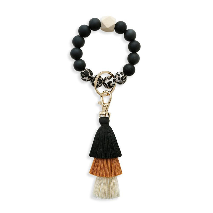 New Tassel Wood Bead Bracelet Silicone Bracelet Key Chain