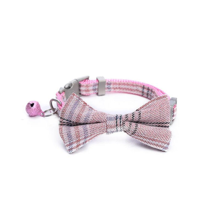 Plaid Bow-knot Small Dog Collar Perro Adjustable Polyester Puppy Collier Chien Medium Dog Pet Accessories Cats Products For Pets