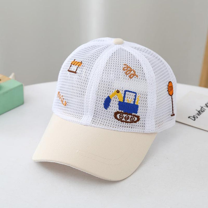 Children's Summer Cartoon Small Excavator Sunshade Net Cap