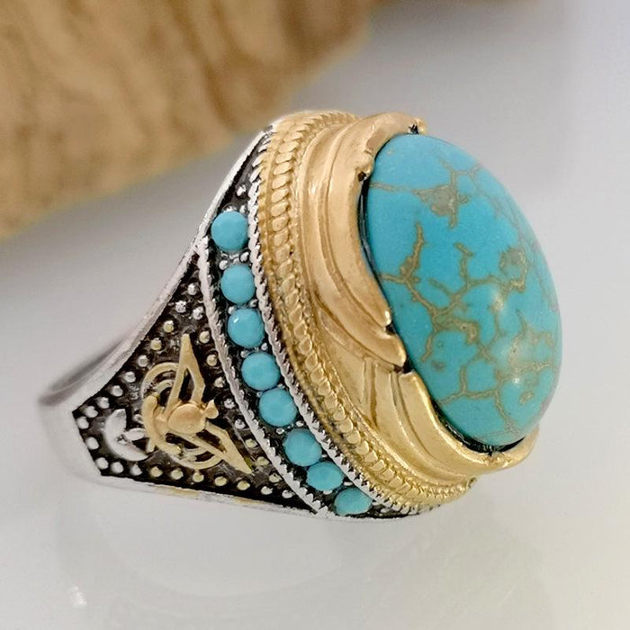 Personality Fashion Vintage Turquoise Men's Ring