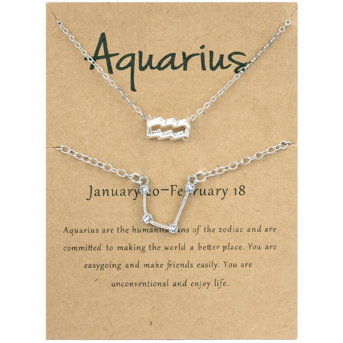 Twelve Constellations Necklace Diamond Bracelet Card Set