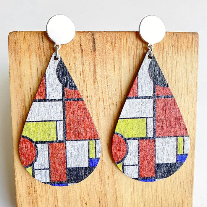 Trendy Simple Bohemian Drop Shape Wooden Earrings