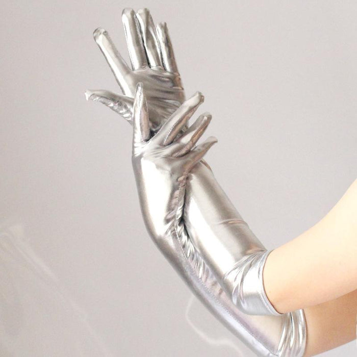 Long Patent Leather Gloves Sexy Coated Gloves