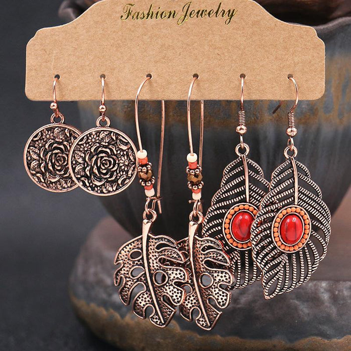 3 pairs/set Earrings Bohemian Style Jewelry X0X36194