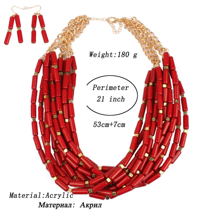 Women's Jewelry Exaggerated Acrylic Bead Multi-layer Necklace