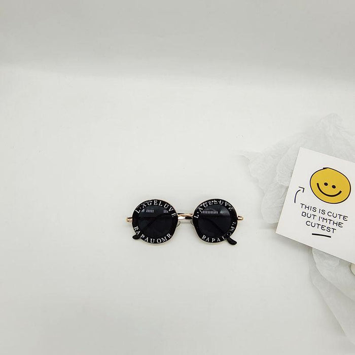 Children's Fashion Letter Metal Round Frame Sunglasses