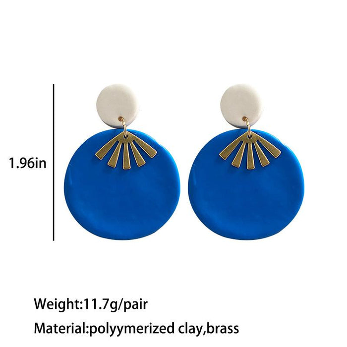 New Jewelry Multicolor Art Geometry Handmade Clay Soft Pottery Earrings Female