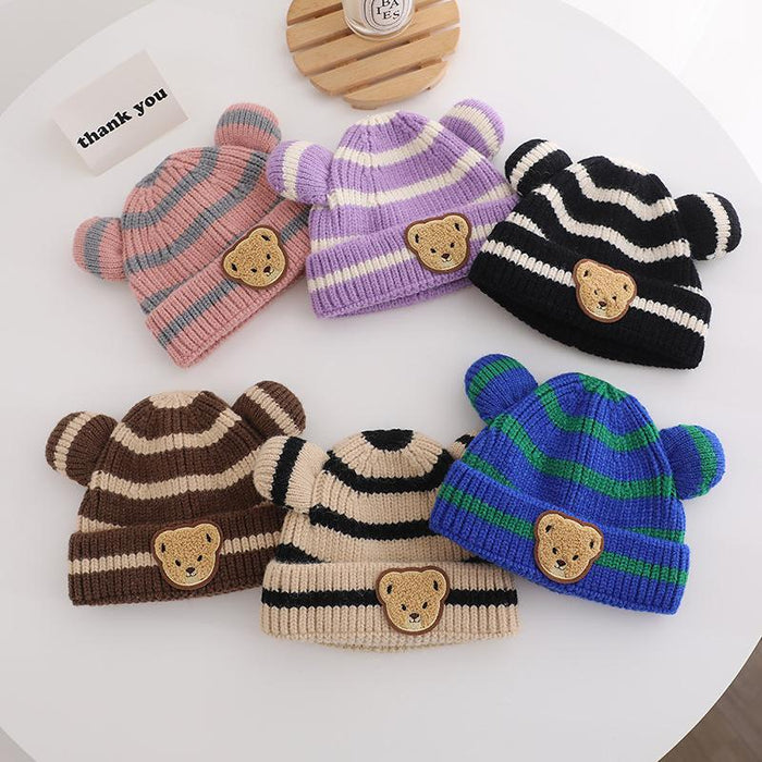 Striped Bear Kids Knit Hat